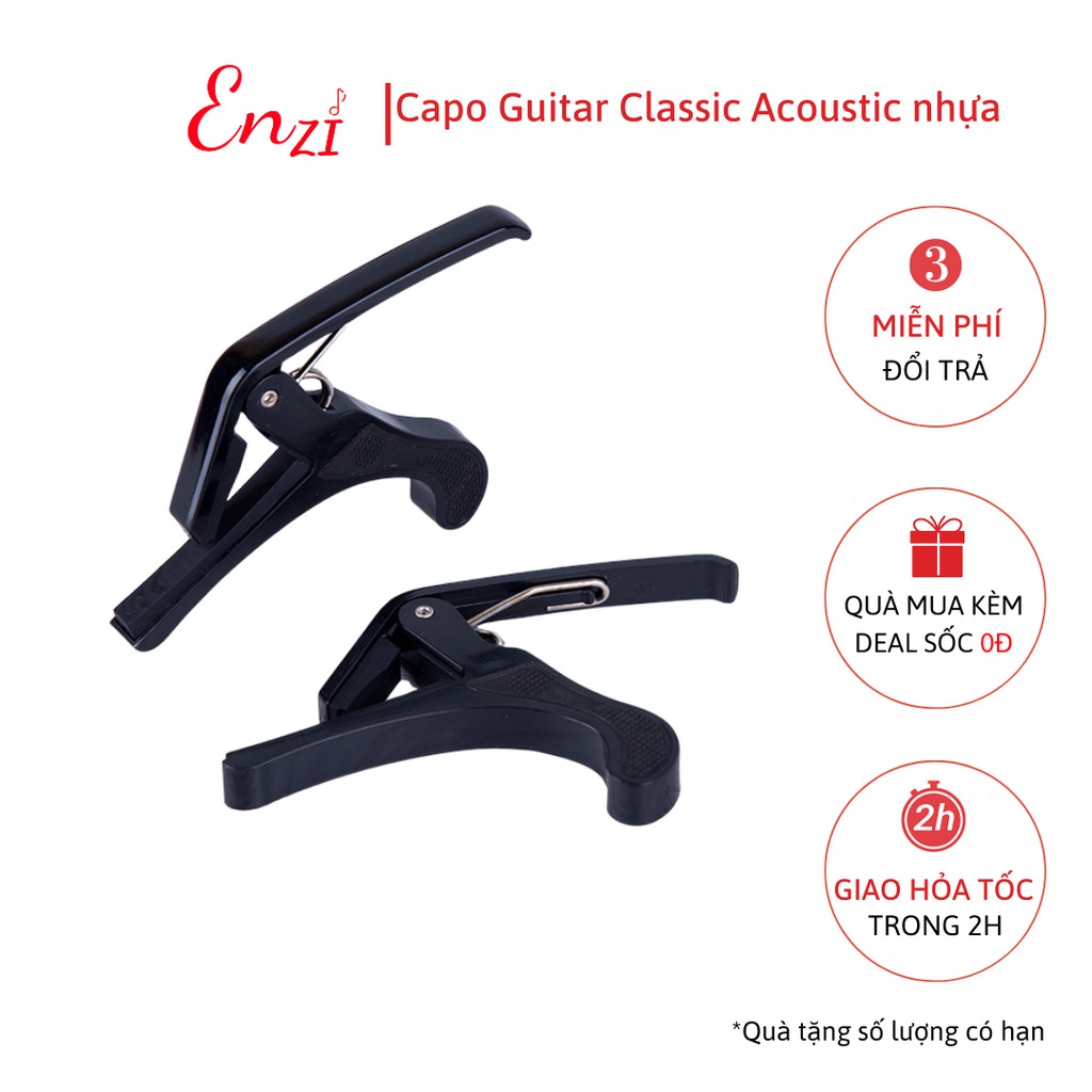 Kẹp capo guitar classic acoustic ukulele enzi nhựa lên tông hạ tông dùng - ảnh sản phẩm 1