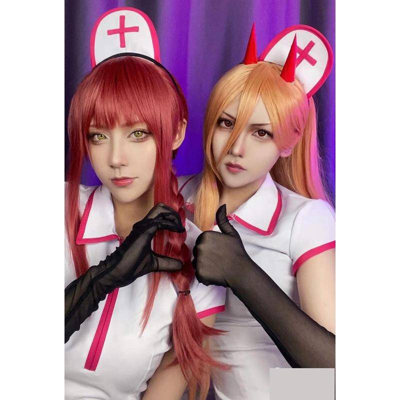 Chainsaw man cos Machima cos Chainsaw man cos Pava cos nurse costume cos nurse costume cosplay anime suit big set Halloween