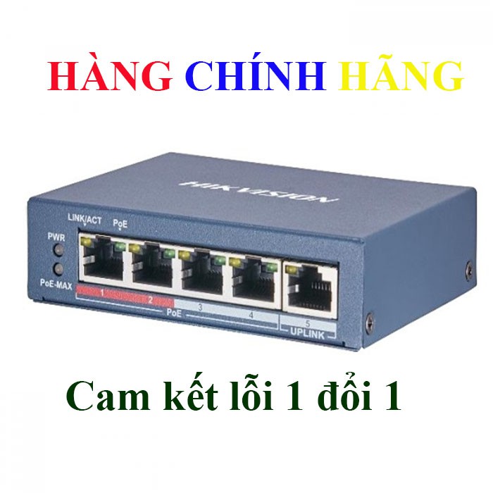 Switch Poe HIKVISION 4 cổng DS-3E0105P-E/M(B) chuyên dùng cho camera IP , Thiết bị mạng ( xám)- C02- Bảo hành 24 Tháng | BigBuy360 - bigbuy360.vn