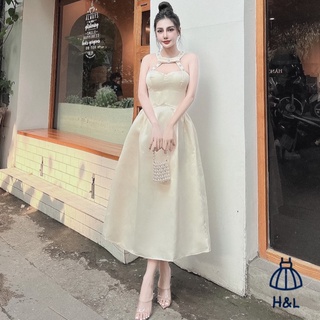 Váy tafta cổ yếm đính ngọc, hàng thiết kế (Ảnh thật)