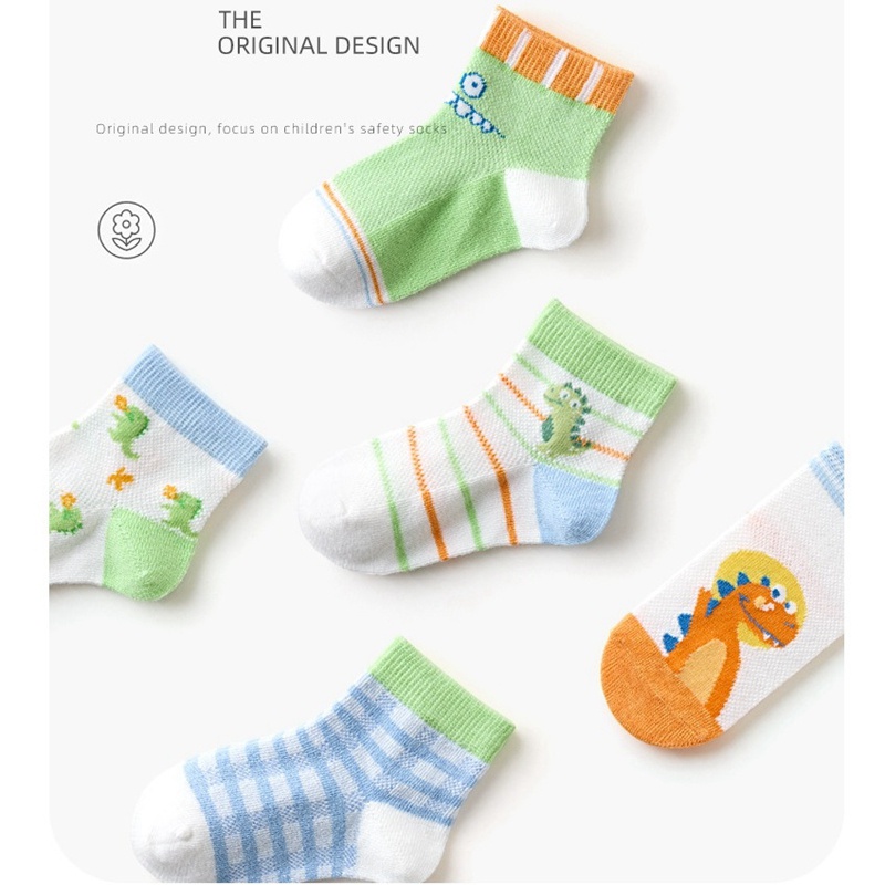 Bộ 5 Đôi Vớ Cotton In Họa Tiết Hoạt Hình Dễ Thương Cho Bé Từ 1 Đến 12 Tuổi