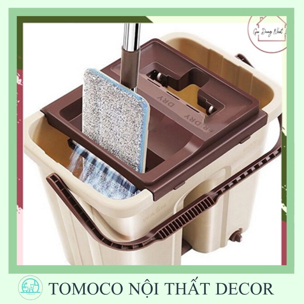 Chổi lau nhà tự vắt thông minh Xoay 360 độ kèm thùng Bộ lau nhà tặng bông lau