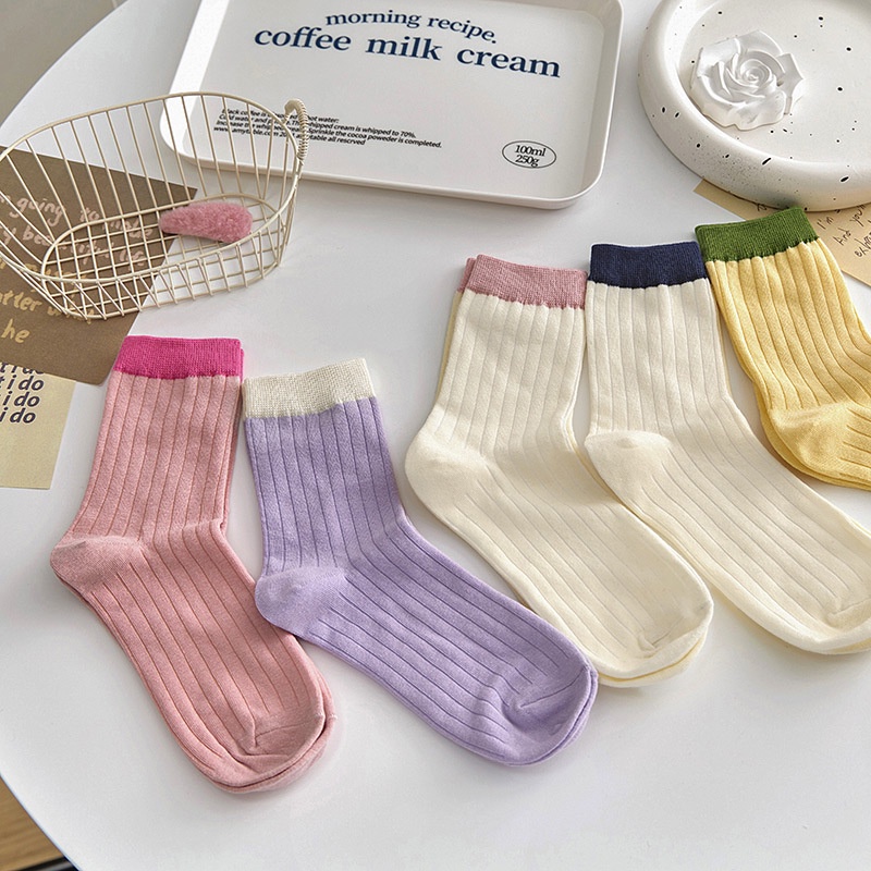 Vớ Học Sinh Nữ Vải cotton Màu Sắc Kẹo Ngọt