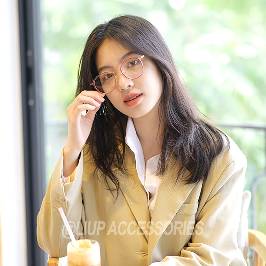 Gọng kính cận nam nữ mắt tròn đa giác Liup Eyewear 8854 thiết kế độc đáo, cá tính, mắt phối nhựa và kim loại