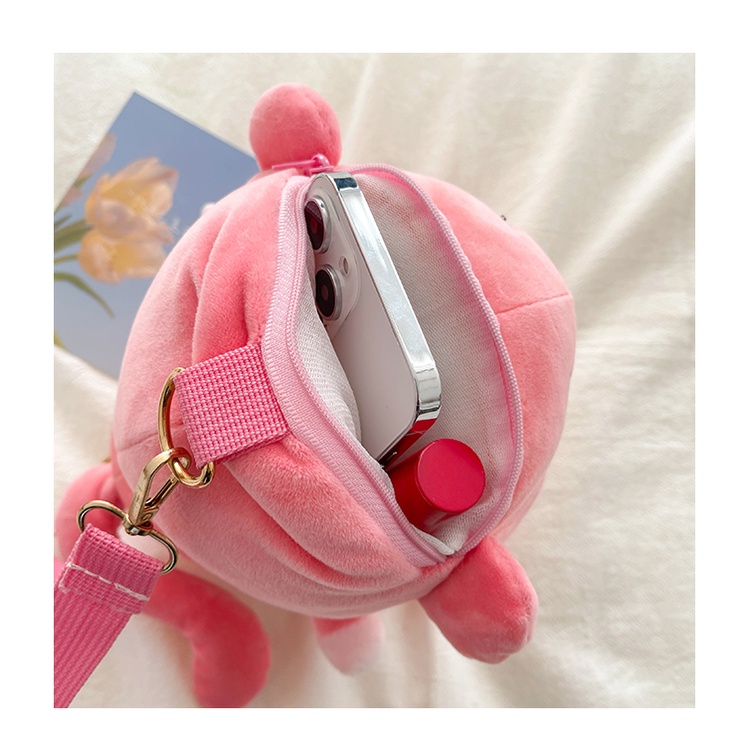 Túi Đeo Chéo Hình Thú Nhồi Bông Báo Hồng Dễ Thương Thời Trang Cho Nữ