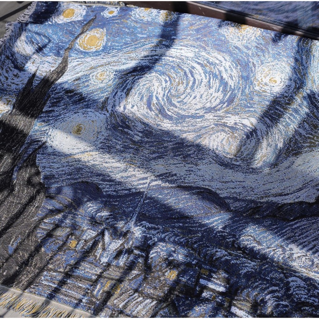 [RẺ-SẴN]Thảm tranh treo tường đêm đầy sao Starry Night của Vangogh-Wall Tapestry 1m3x1m5