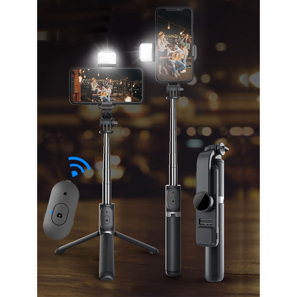 Gậy chụp ảnh Bluetooth Selfie đèn LED Q02S kèm chân đế Tripod đa năng 4 trong 1 gấp gọn bỏ túi