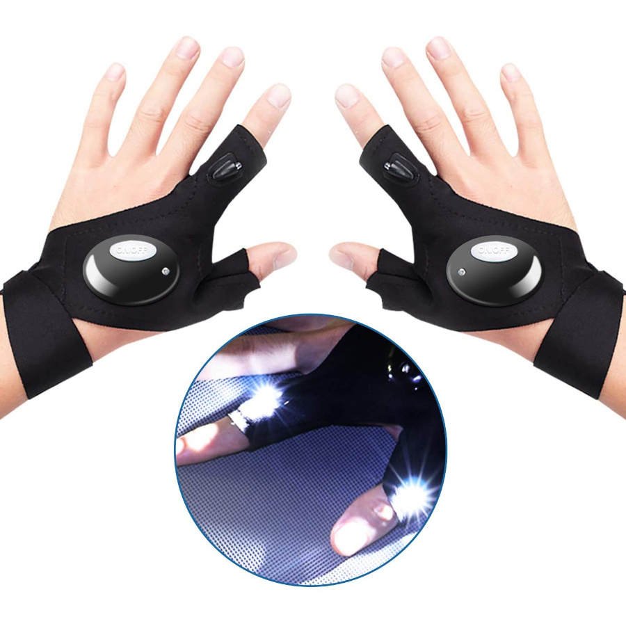 Găng tay hở ngón có đèn led chống thấm nước thời trang cho nam và nữ