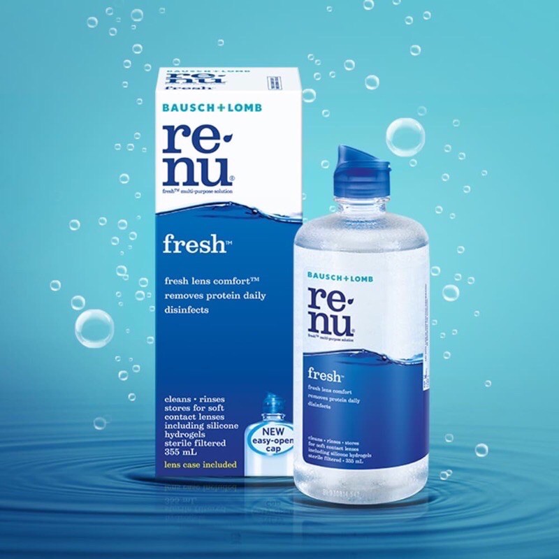 (Kèm khay) Ngâm lens kính áp tròng RENU 355ml (Bausch &amp; Lomb-USA)