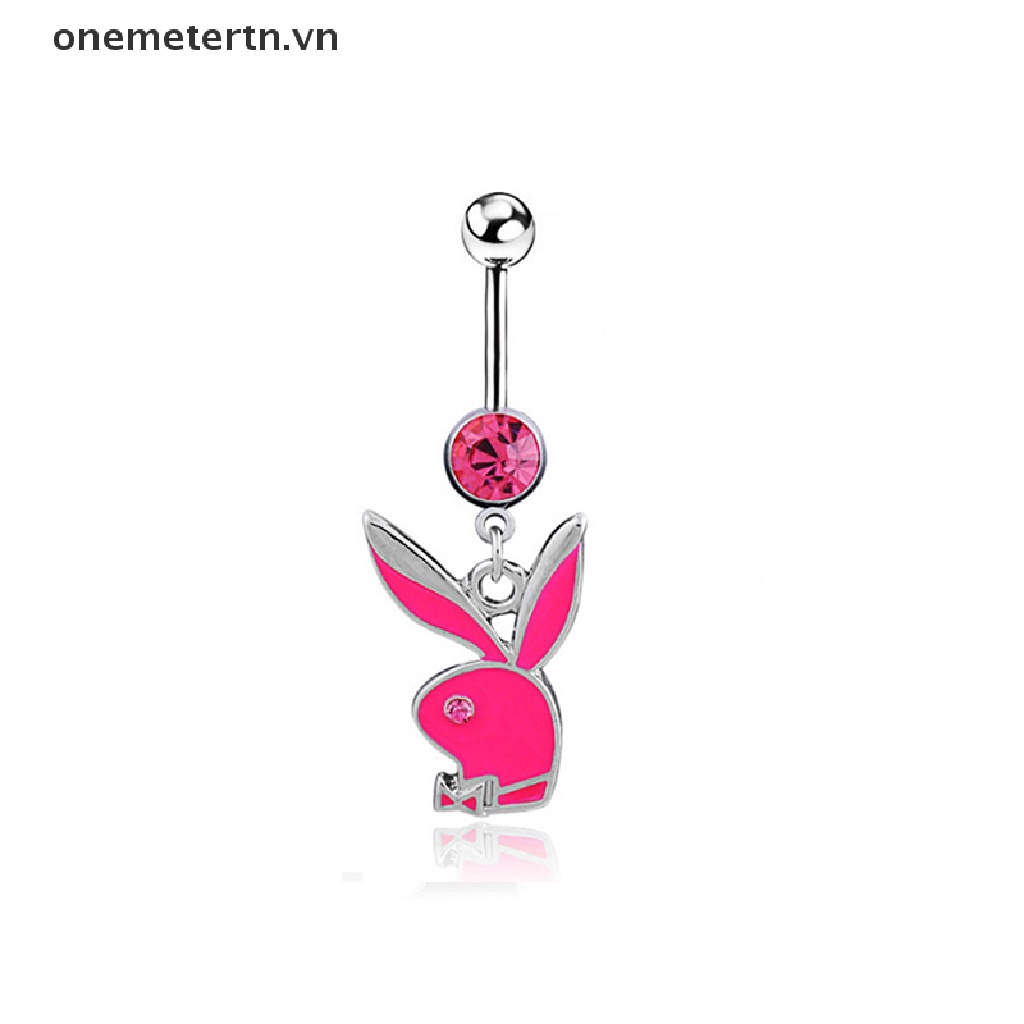 Onemetertn Khuyên Rốn Hình Thỏ Pha Lê Dễ Thương Không Cần Khoan Lỗ