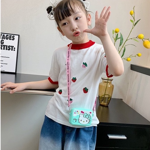 Túi đeo chéo silicon cho bé, túi mini cho bé hình mèo Hello Kitty xinh xắn phong cách Hàn Quốc