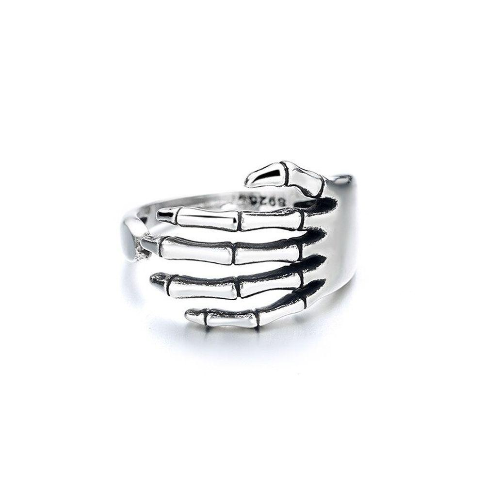 FORBETTER Nhẫn Hở Hình Móng Vuốt Đầu Lâu Có Thể Điều Chỉnh Kích Cỡ Phong Cách Gothic