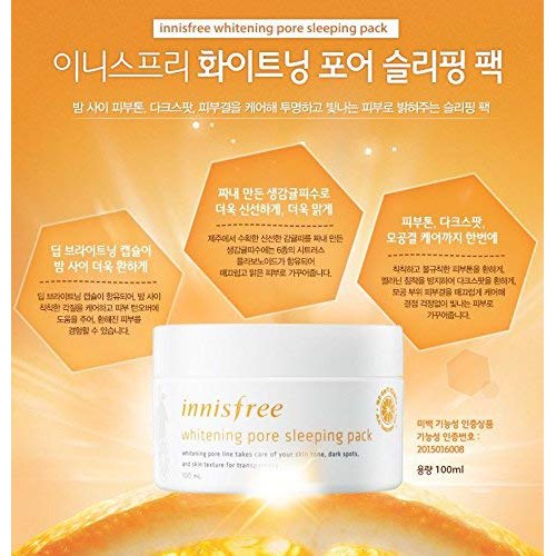 MẶT NẠ NGỦ DƯỠNG TRẮNG VÀ CHĂM SÓC LỖ CHÂN LÔNG INNISFREE WHITENING PORE SLEEPING PACK 100ML