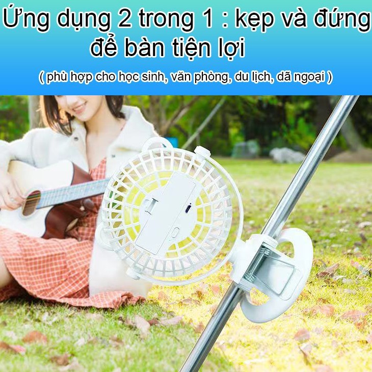 Quạt Tích Điện Để Bàn Mini - Quạt Văn Phòng Mini QTD Q2