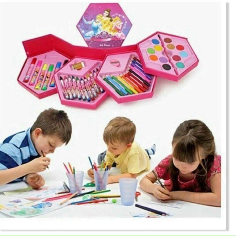 Hộp bút màu 4 tầng 46 món cho bé giúp phát triển sáng tạo