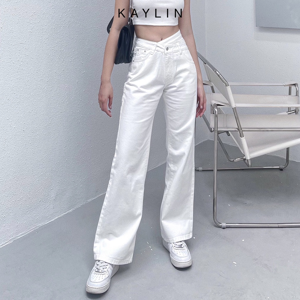 Quần jean nữ ống suông lưng chéo thời trang KAYLIN - N1635