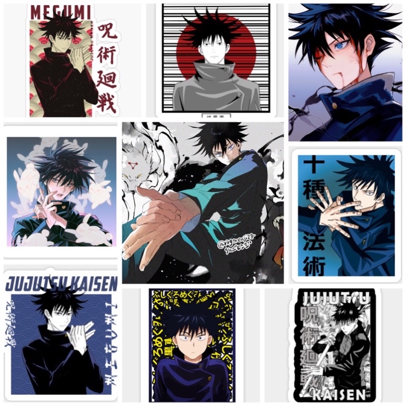 Sticker Megumi Fushigura JuJutsu kaisen 30-60 cái ép lụa khác nhau /hình dán JuJutsu kaisen