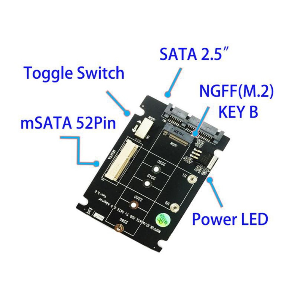 Adapter Chuyển Đổi Tốc Độ Cao 65gbps Msata M.2 B-Key Ngff 2 Trong 1 Ssd Sang Sata 3