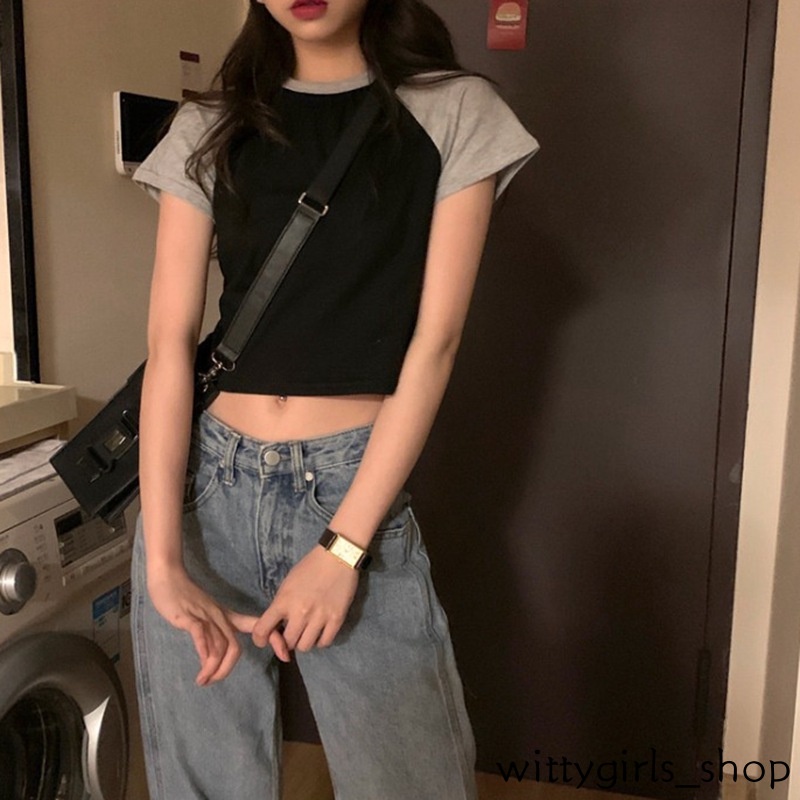 Wittygirls-áo Thun Crop Top Tay Ngắn Phong Cách Mùa Hè Mới Cho Nữ