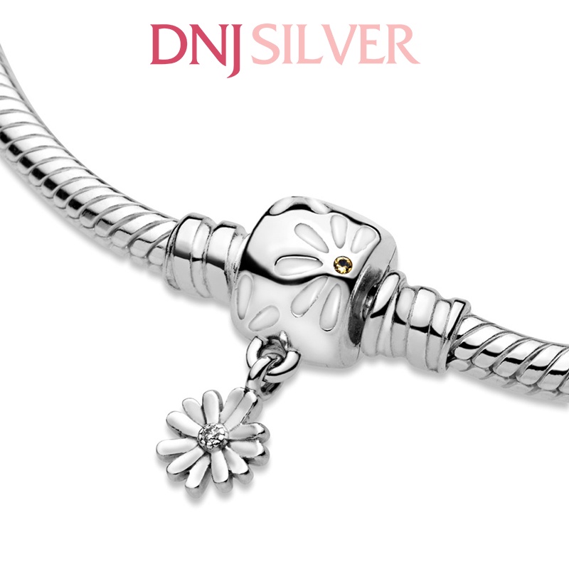 Vòng charm bạc 925 cao cấp - Mẫu vòng Daisy Flower Clasp Snake Chain, có thể mix thêm hạt charm vào vòng theo ý thích