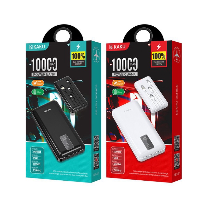 Sạc dự phòng sạc nhanh KAKU 3 dây mã KSC 457 dung lượng 10.000 mAh