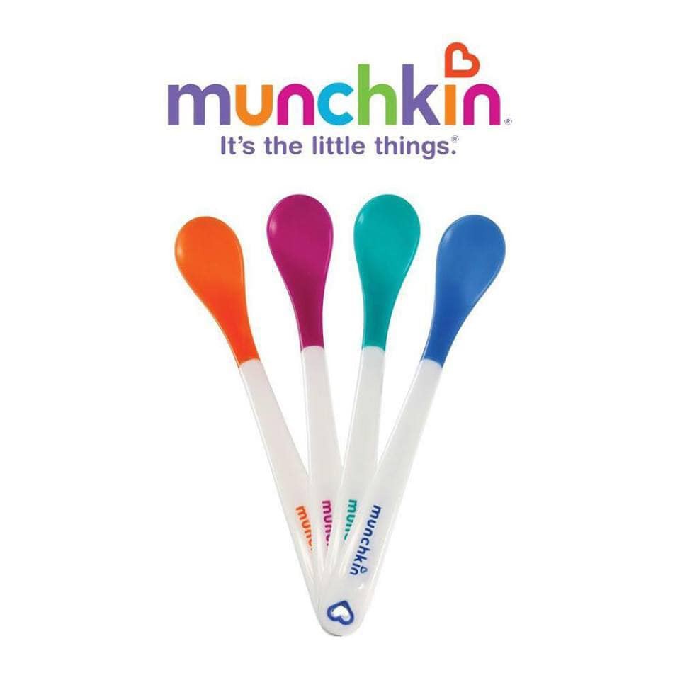 Thìa ăn dặm báo nóng Munchkin đầu mềm an toàn cho bé