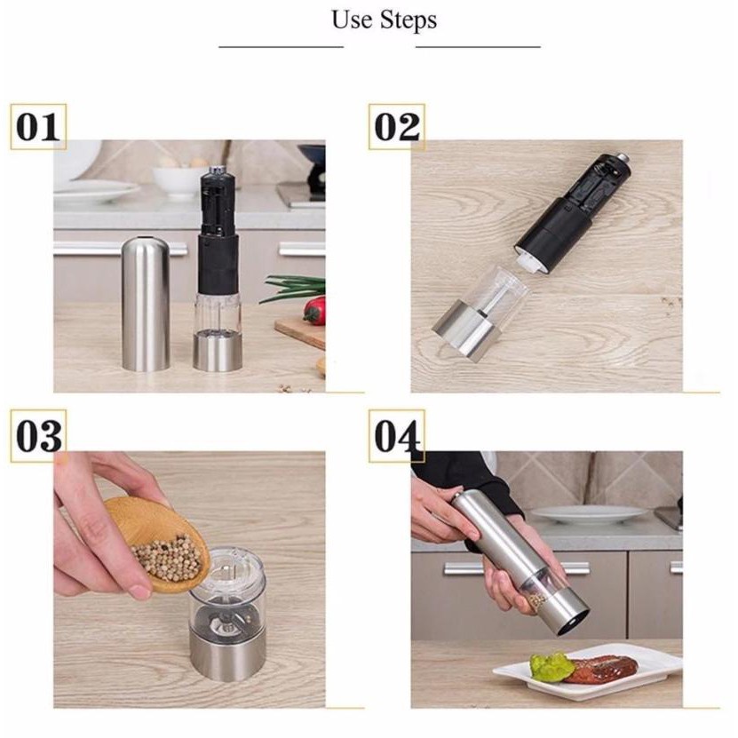 Dụng Cụ Xay Tiêu Inox Bằng Tay Đầu Tròn hoặc  đầu phẳng