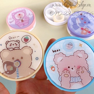 Khay gương đựng lens bé gấu sành điệu siêu cưng