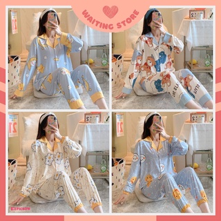 Pijama - Bộ Ngủ Nữ Áo Dài Quần Dài Nhiều Màu Họa Tiết Dễ Thương DDCP04