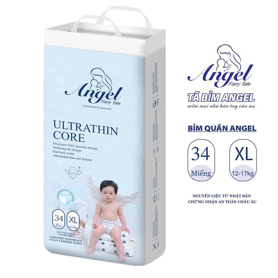 [Mã LTP50 giảm 50000 đơn 150000] Bỉm Quần ANGEL Absorbent Size M38 - L36 - XL34 - XXL32 - XXXL30 - 1 Bịch