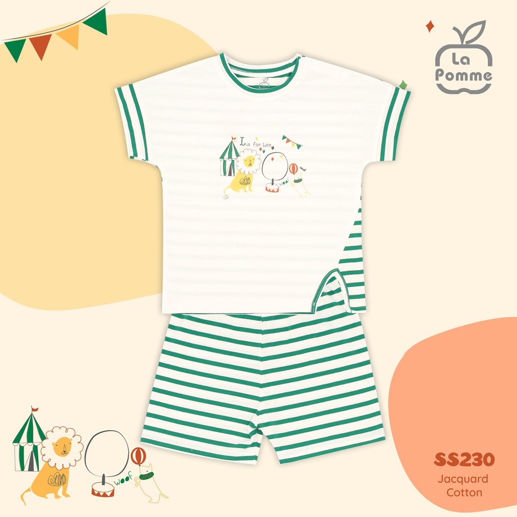 Bộ quần áo cộc tay cho bé trai Lapomme từ 6 tháng đến 5 tuổi chất liệu modal ( gỗ sồi ) và cotton SS230