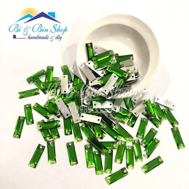 20 Viên Đá Kiếng Chữ Nhật 9x26mm Đính Kết Trang Phục Thời Trang, Làm Phụ Kiện Handmade