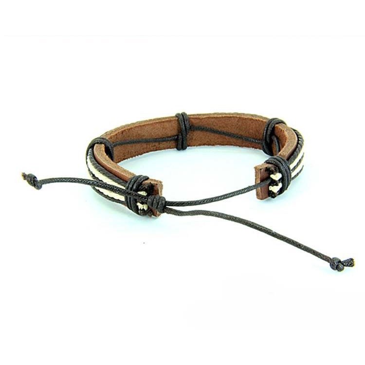 Vòng đeo tay da PU dây thắt dành cho nam