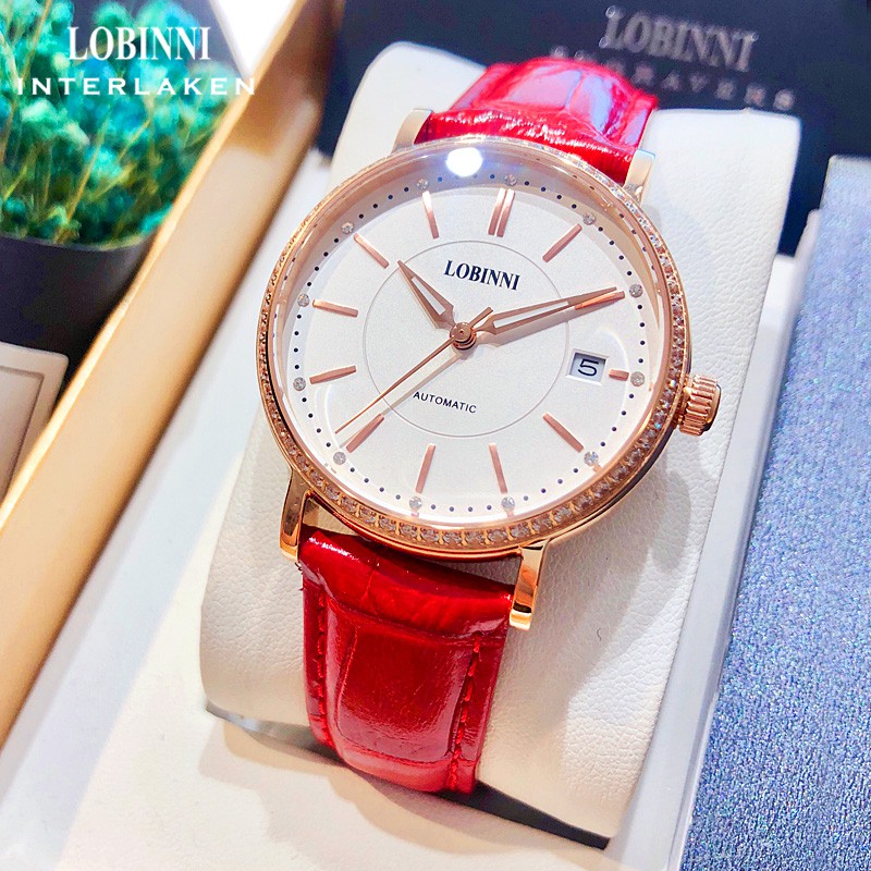 Đồng hồ nữ Lobinni L026-2 chính hãng Thụy Sỹ,Kính sapphire ,chống xước ,Chống nước 50m,Bh 24 tháng,máy cơ (Automatic)