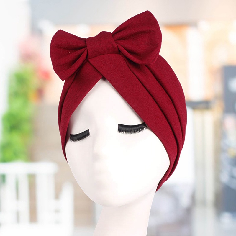 Mũ Turban Trùm Đầu Phối Nơ Phong Cách Hồi Giáo Dành Cho Nữ