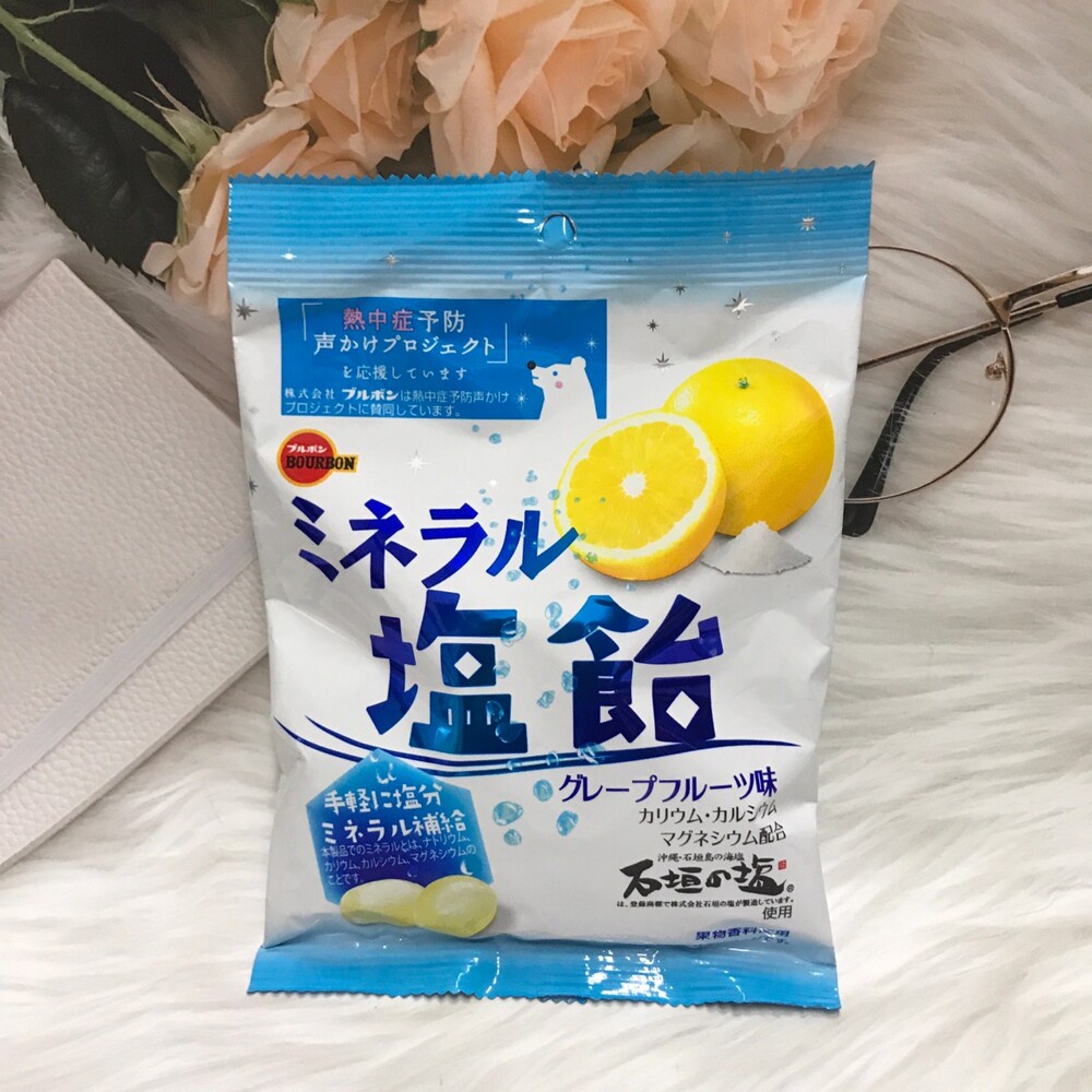Kẹo chanh muối Bourbon Nhật Bản 100g chiết xuất chanh tươi, muối, giúp bổ sung nước và khoáng, hỗ tợ tiêu hóa
