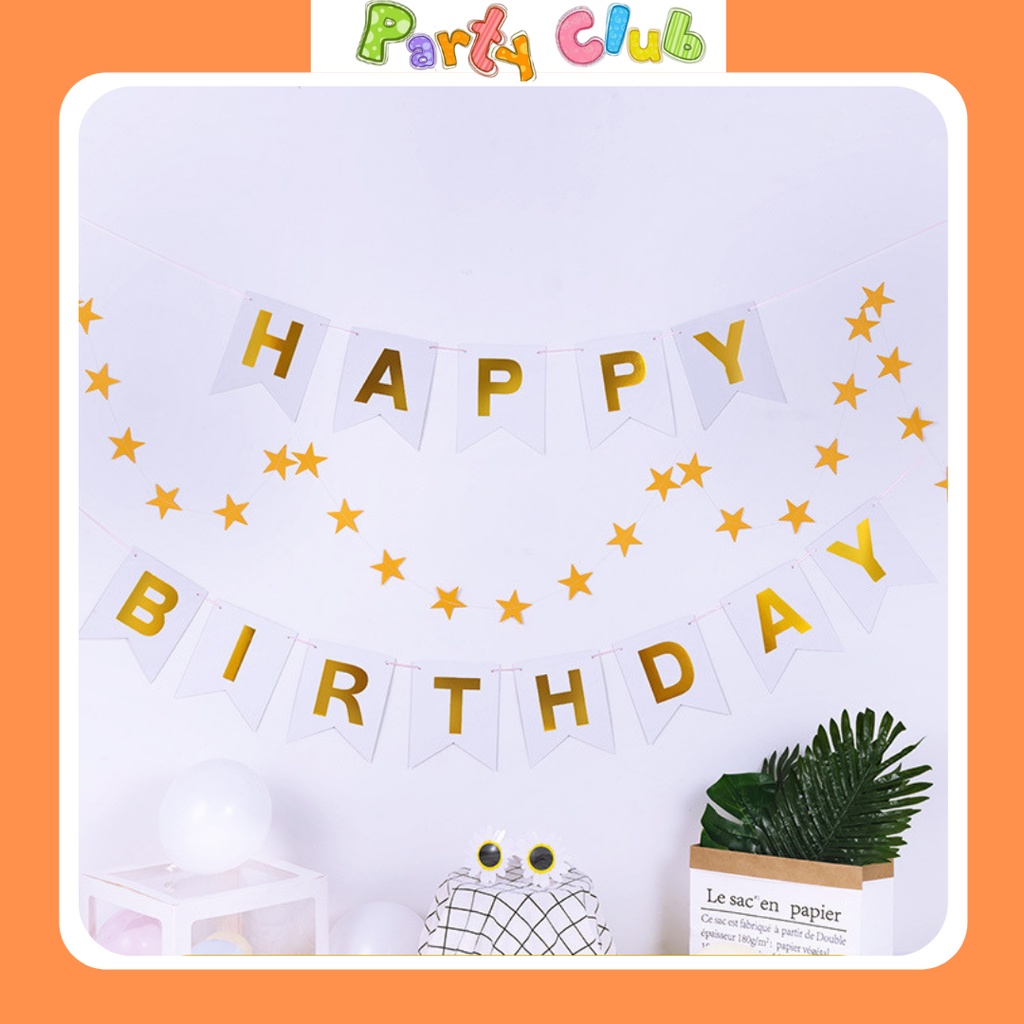 [Mã LIFEXANH03 giảm 10% đơn 500K] Dây treo chữ Happy birthday đuôi cá - dây cờ treo trang trí sinh nhật