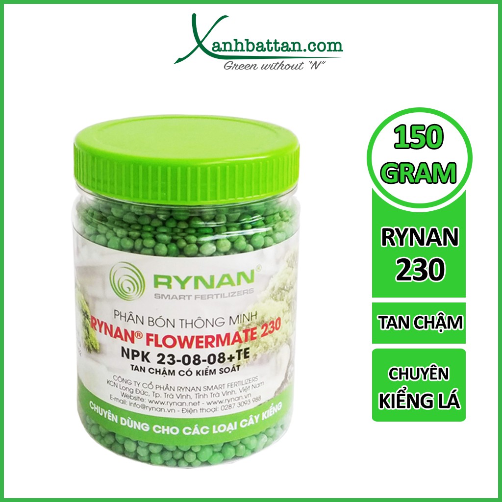 Phân tan chận RYNAN 230 dưỡng lá, dưỡng chồi dùng hoa kiểng lá 150 gram