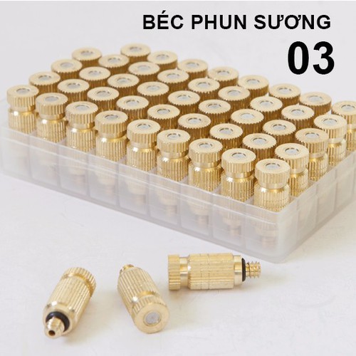 Bộ béc đồng phun sương số 1,2,3 kèm đế nối ống 8mm
