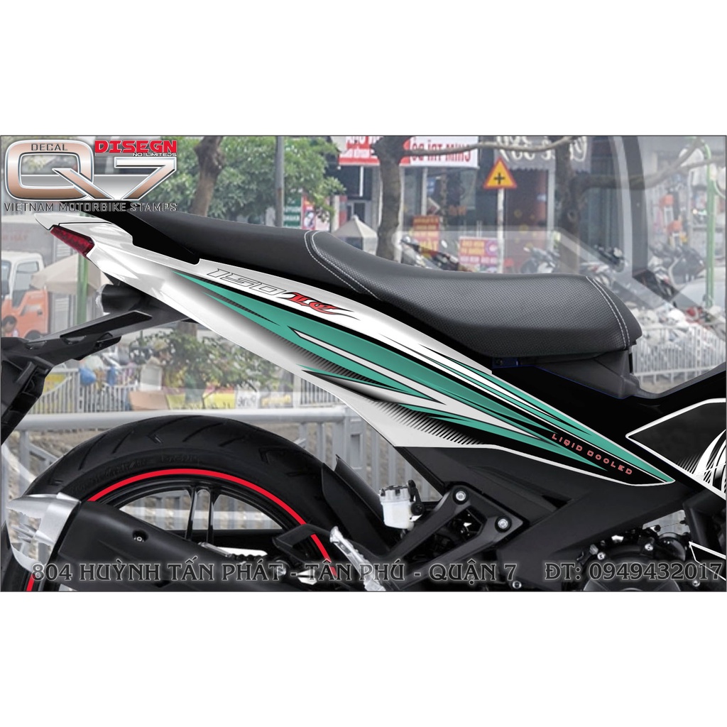 TEM RỜI EXCITER 150 LC XANH TRẮNG ĐEN