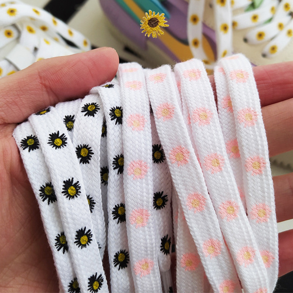 Cặp dây giày thể thao unisex nhiều màu tuỳ chọn in hoa cúc mùa hè
