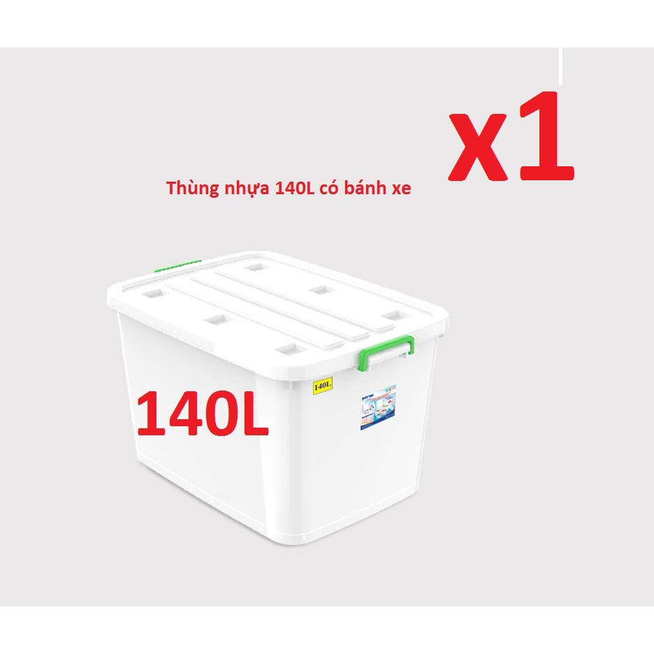 (Hà Nội) Thùng nhựa đa năng 140L có bánh xe Duy Tân (Hàng Chính Hãng)