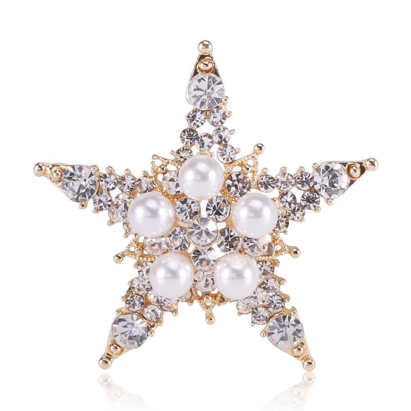 Ghim Cài Áo Hình Ngôi Sao Năm Cánh Đính Đá Ngọc Trai Nhân Tạo Thời Trang