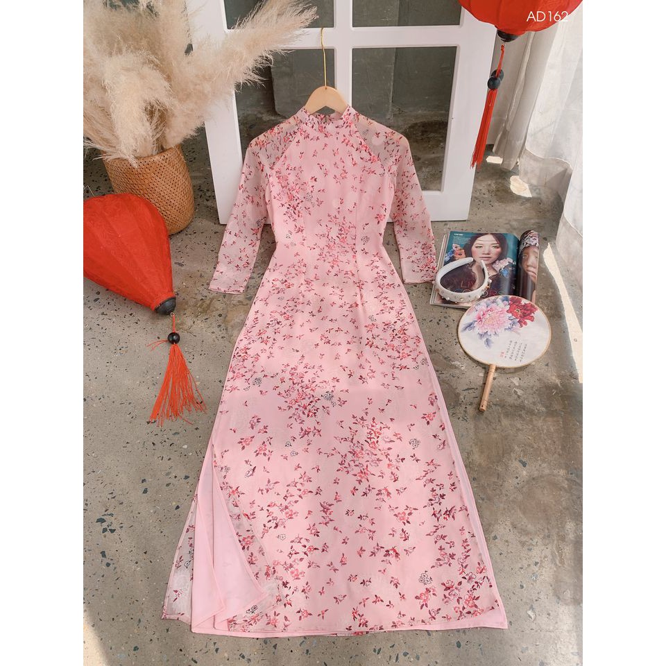 Áo Dài Đẹp ⚡ FREESHIP ⚡ Áo Dài Truyền Thống Hoa Nhí Xanh Juliette Dress AD162