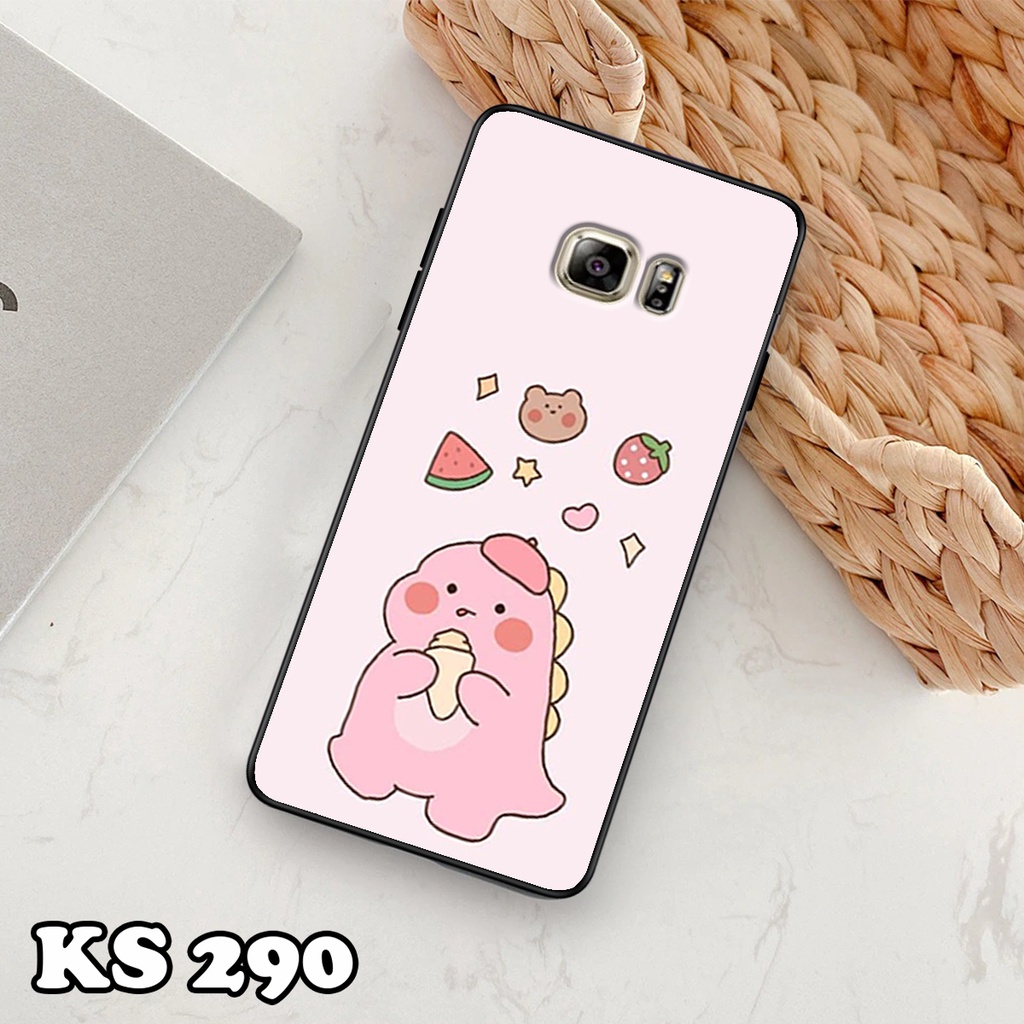 Ốp lưng Samsung S6 - Samsung S6 Edge - Samsung S6 Edge+ - Ốp in hình khủng long DinoCute - Lưng nhám viền TPU