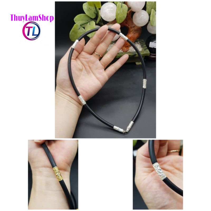 Vòng đeo cổ dây cao su bọc charm rồng 5mm