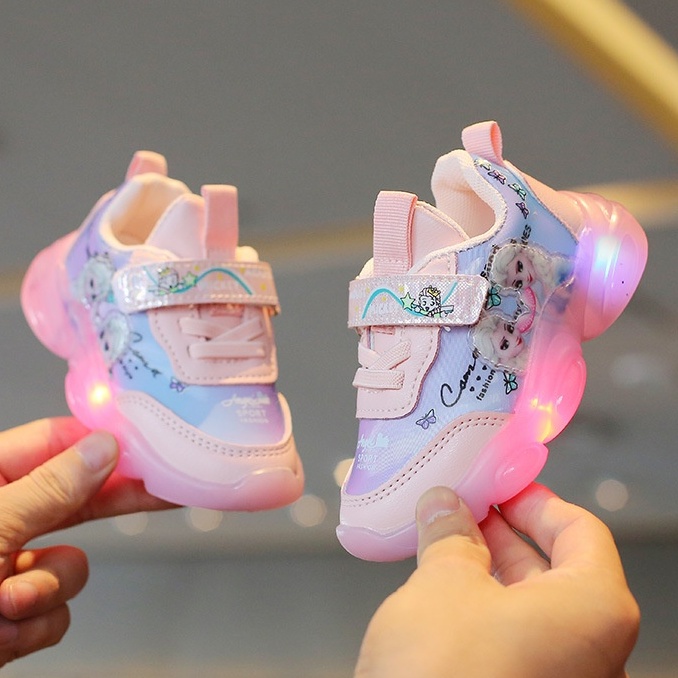 Giày thể thao cho bé gái phát sáng đèn led từ 2-7 tuổi họa tiết công chúa phong cách thời trang ( 2021 )