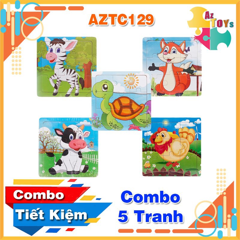 Combo Tranh Ghép Gỗ 9 Mảnh Cho Bé Phát Triển Tư Duy - AZTC129