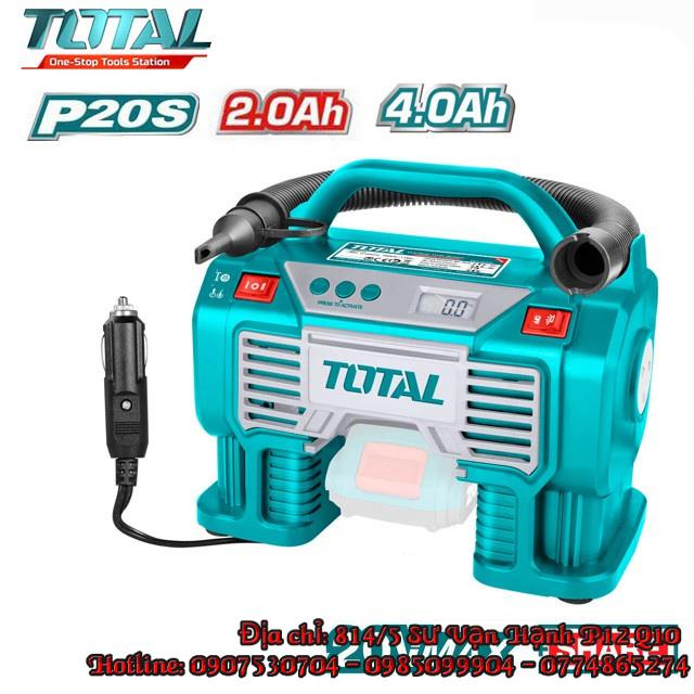 Máy nén khí tự động bơm lốp xe dùng pin sạc 20V Total TACLI2002 dụng cụ bơm hơi khí (Không kèm theo pin và sạc)