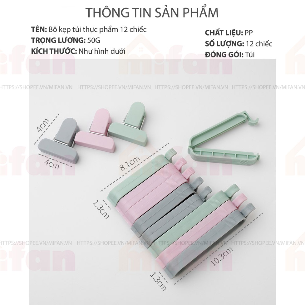 Bộ 12 Kẹp Miệng Túi Thực Phẩm Mifan Cao Cấp - Chống Ẩm, Chống Mốc, Chống Bụi, Bảo Quản Thực Phẩm Luôn Tươi Ngon | BigBuy360 - bigbuy360.vn